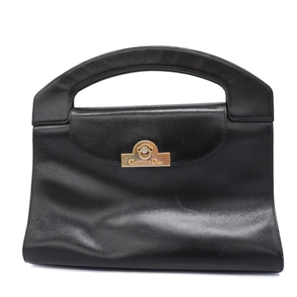 1240001037129 1 Christian Dior Gold Hardware Leather Handbag Black