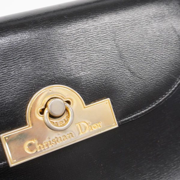 1240001037129 11 Christian Dior Gold Hardware Leather Handbag Black