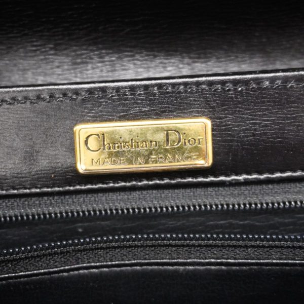 1240001037129 5 Christian Dior Gold Hardware Leather Handbag Black