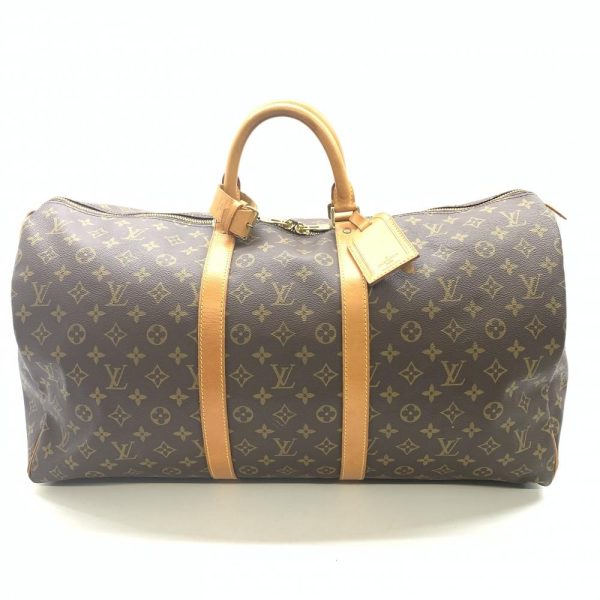 1240001037328 1 Louis Vuitton Keepall 55 Boston Bag Monogram Brown Beige