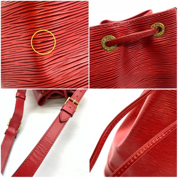 1240001037408 8 Louis Vuitton Noe Epi Leather Shoulder Bag Drawstring Type Castilian Red