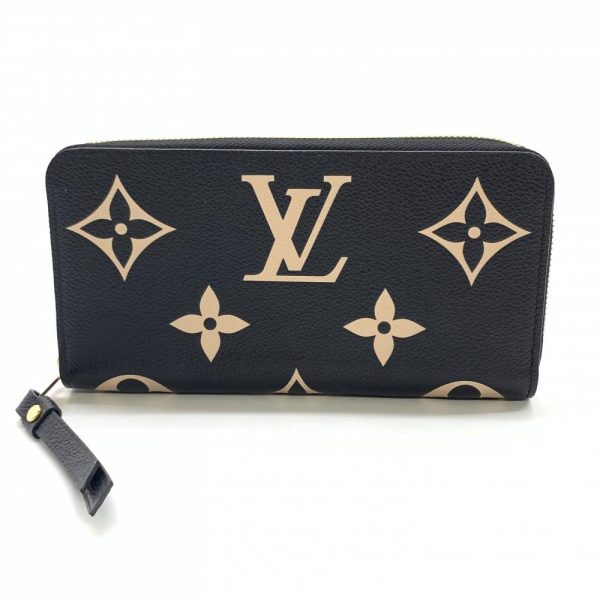 1240001037703 1 Louis Vuitton Zippy Wallet Monogram Empreinte Long Wallet Black Beige