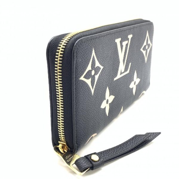 1240001037703 2 Louis Vuitton Zippy Wallet Monogram Empreinte Long Wallet Black Beige