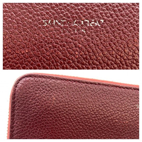 1240001037794 10 Saint Laurent Long Wallet Round Zipper Wine Red Leather