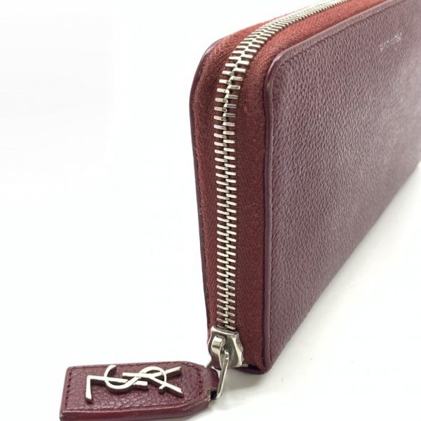 1240001037794 2 Saint Laurent Long Wallet Round Zipper Wine Red Leather