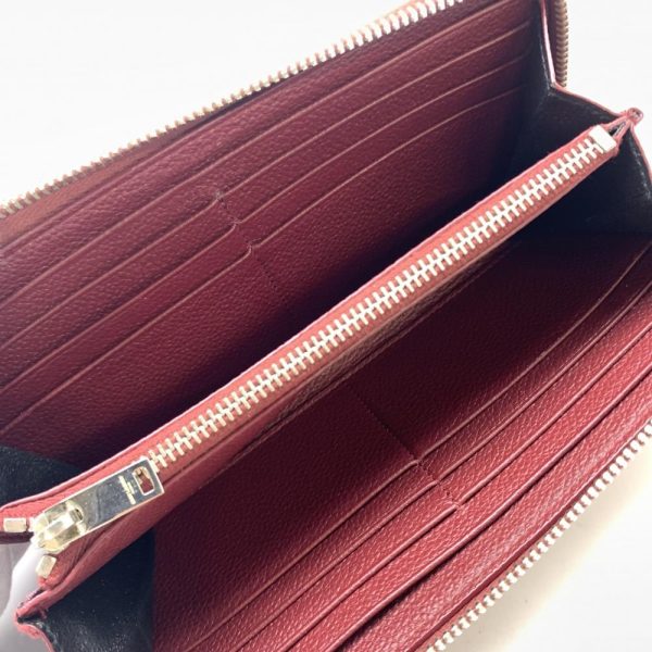 1240001037794 5 Saint Laurent Long Wallet Round Zipper Wine Red Leather