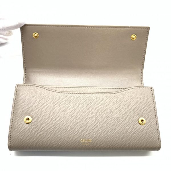 1240001037899 6 Celine Large Flap Wallet Bifold Pebble Greige