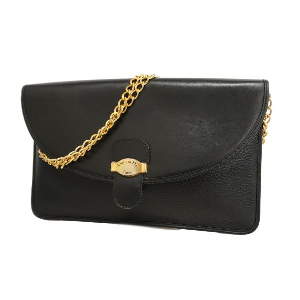 1240001037937 1 Christian Dior Gold Hardware Leather Shoulder Bag Black