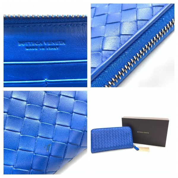 1240001038019 10 Bottega Veneta Long Wallet Round Zipper Intrecciato Blue