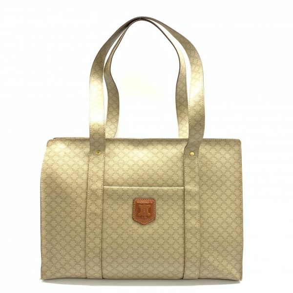 1240001038046 1 Celine Tote Bag Shoulder Triomphe Pattern Beige Brown