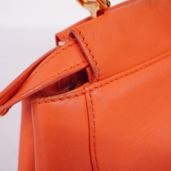 1240001038655 11 Fendi Mini Peekaboo Leather Handbag Orange