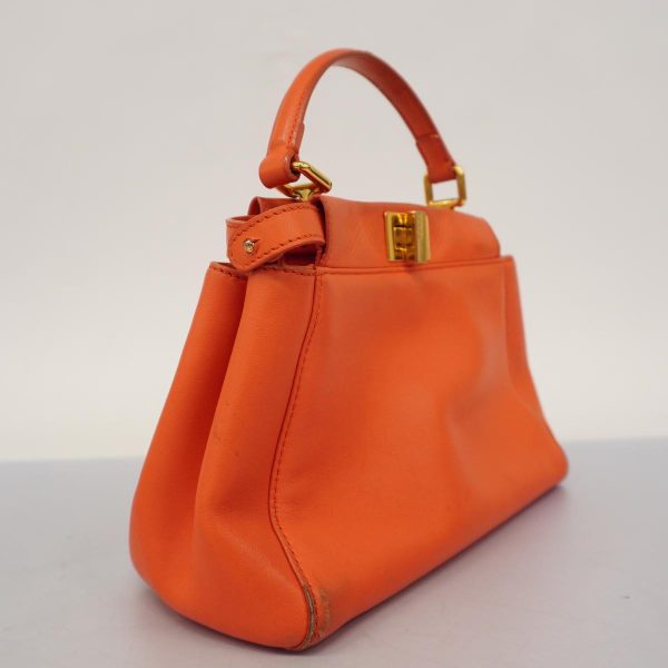 1240001038655 2 Fendi Mini Peekaboo Leather Handbag Orange