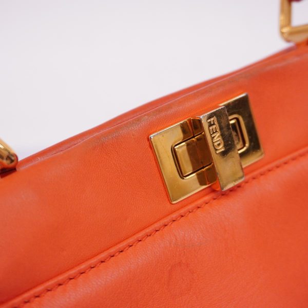 1240001038655 7 Fendi Mini Peekaboo Leather Handbag Orange