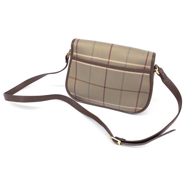 1240001071991 3 Burberry Plaid Pattern Leather Shoulder Bag Khaki