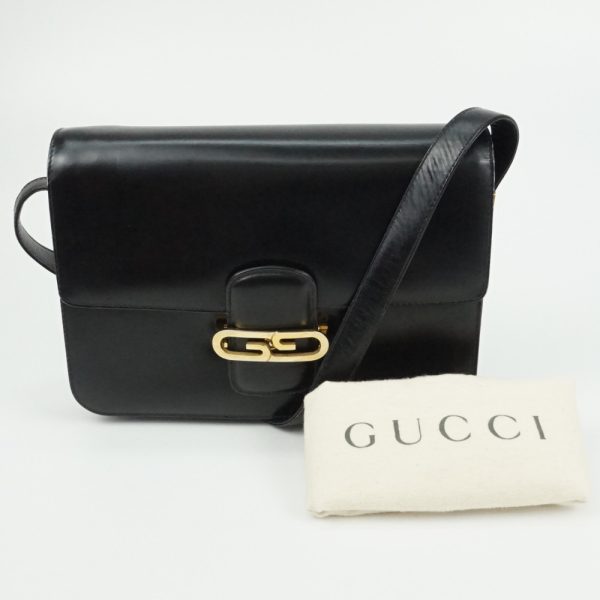 1240002030272 6 Gucci Gold Hardware Leather Shoulder Bag Black