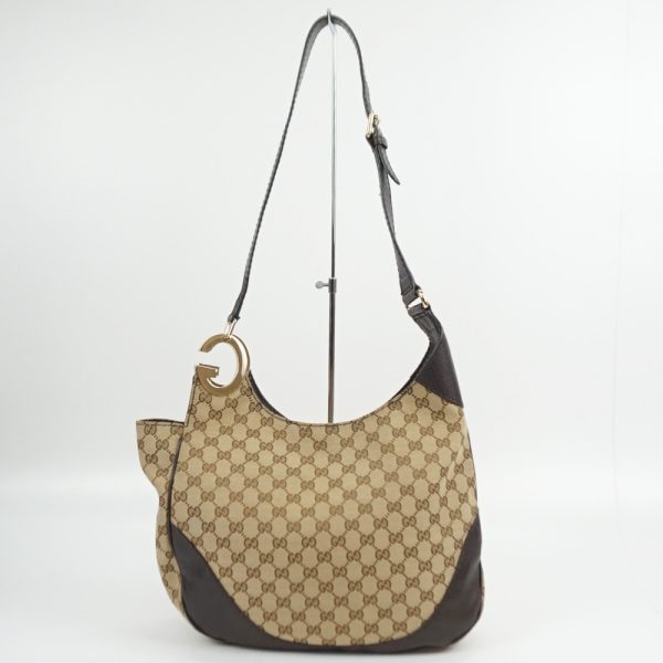 1240002046397 2 Gucci Charlotte Shoulder Bag GG Pattern Canvas Leather Beige Brown