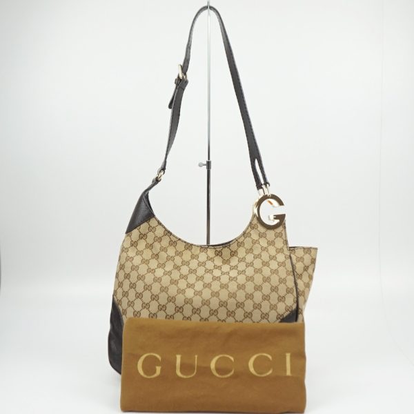 1240002046397 7 Gucci Charlotte Shoulder Bag GG Pattern Canvas Leather Beige Brown