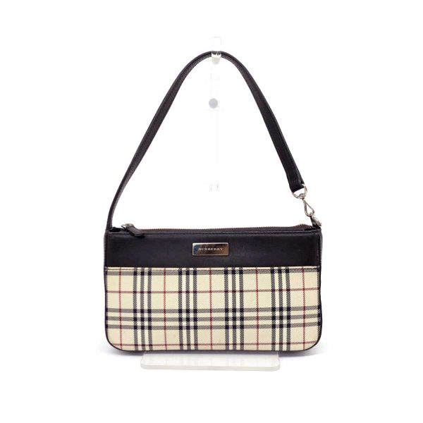 1240002226119 1 Burberry Nova Check Pattern Leather Shoulder Bag Beige