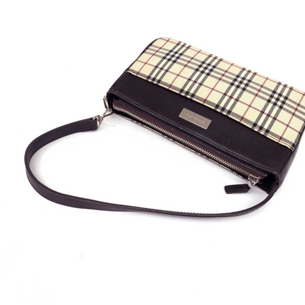 1240002226119 7 Burberry Nova Check Pattern Leather Shoulder Bag Beige