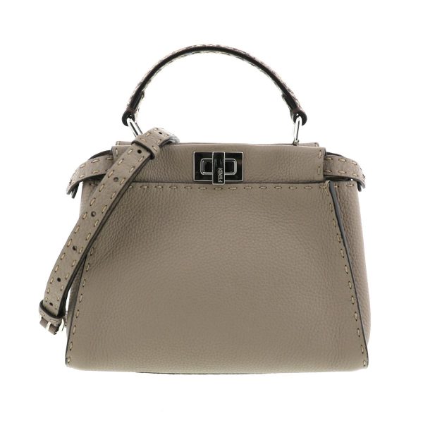 1240004017887 1 Fendi Seleria Mini Pea Cover Shoulder Bag Beige