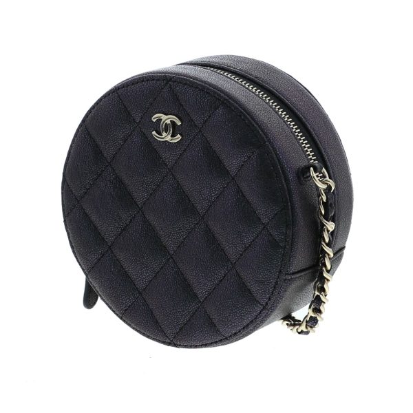 1240004025583 2 1 Chanel Classic Round Chain Shoulder Bag Purple