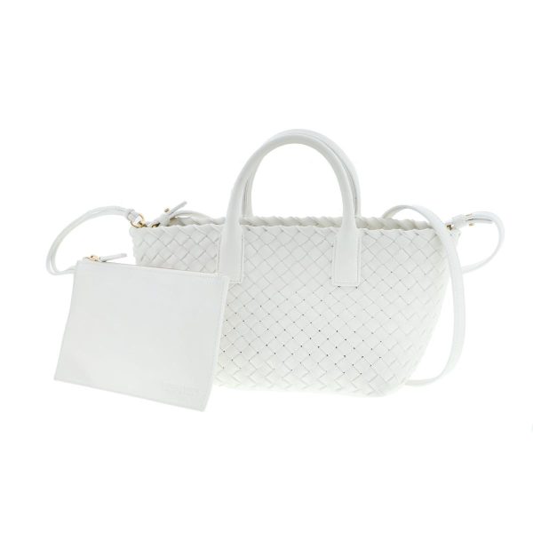 1240004027114 1 Bottega Veneta Mini Cover Intrecciato Handbag White