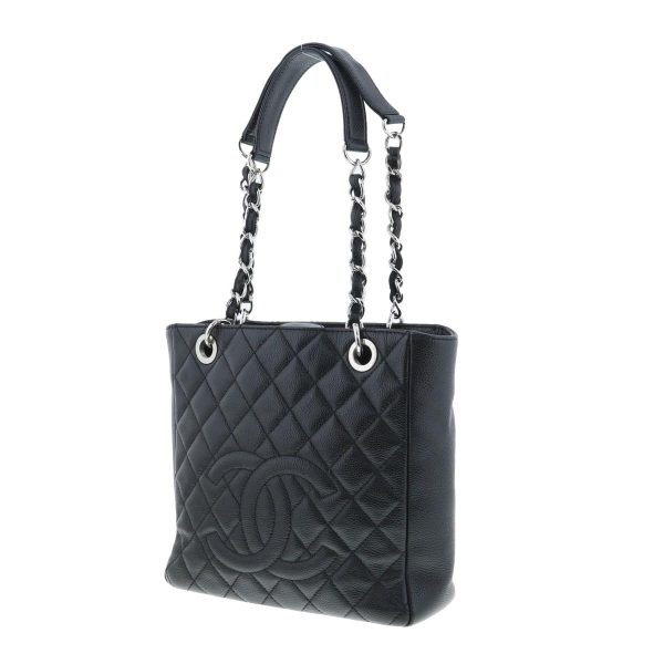 1240005024212 2 Chanel PST Cabiaskin Tote Bag Black