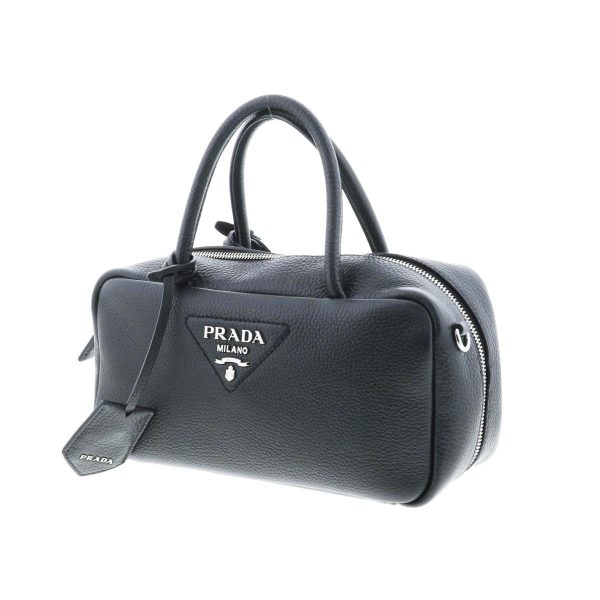 1240007021122 2 Prada Leather Top Handle Bag Black