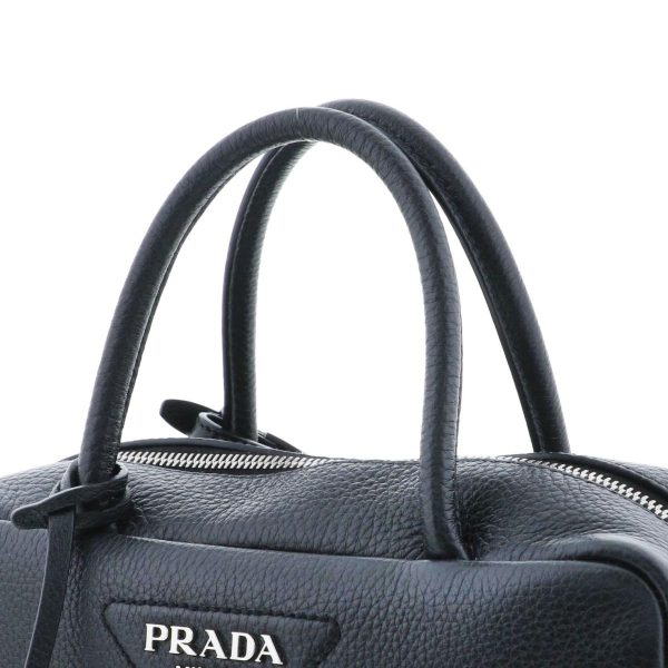 1240007021122 3 Prada Leather Top Handle Bag Black