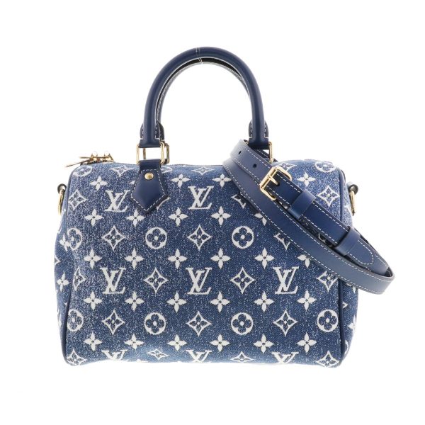 1240007024308 1 Louis Vuitton Speedy Bandolier 25 Boston Bag Denim Blue