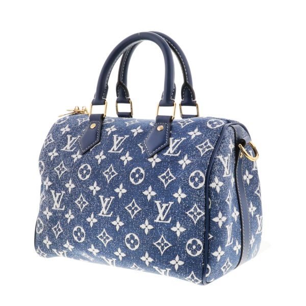 1240007024308 2 Louis Vuitton Speedy Bandolier 25 Boston Bag Denim Blue