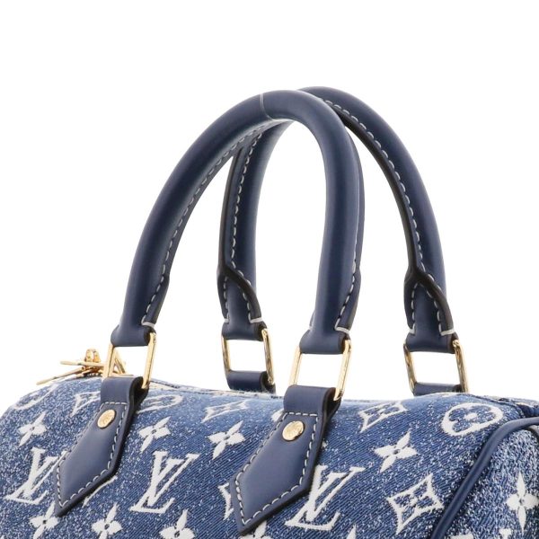 1240007024308 3 Louis Vuitton Speedy Bandolier 25 Boston Bag Denim Blue