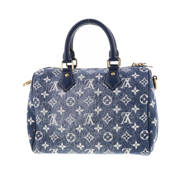 1240007024308 4 Louis Vuitton Speedy Bandolier 25 Boston Bag Denim Blue