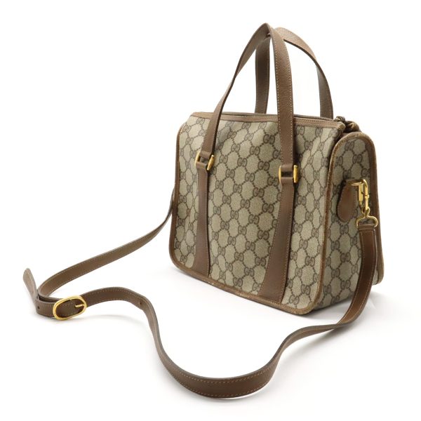 12400443 2 GUCCI Sherry Line Shoulder Bag PVC Leather Beige Brown