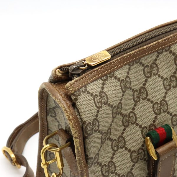 12400443 6 GUCCI Sherry Line Shoulder Bag PVC Leather Beige Brown