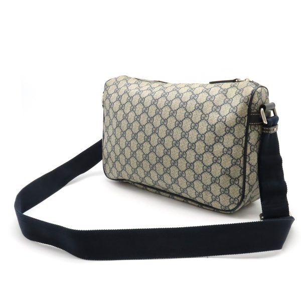 12400692 2 Gucci GG Supreme GG Plus Shoulder Bag Beige Navy Blue Silver Hardware