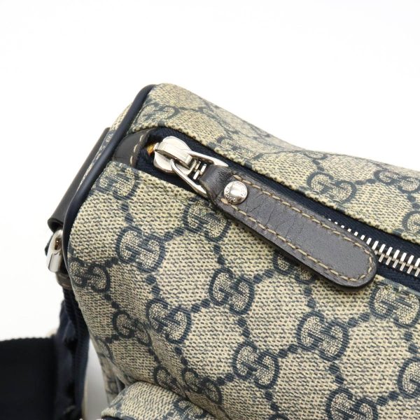 12400692 6 Gucci GG Supreme GG Plus Shoulder Bag Beige Navy Blue Silver Hardware