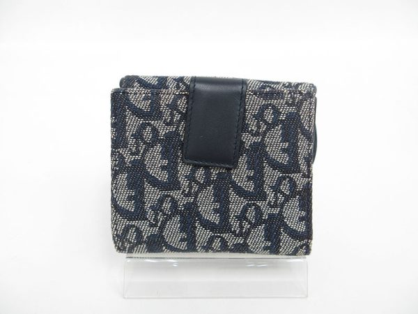 1240901002067 2 Christian Dior Saddle Bifold Wallet Canvas Navy Blue