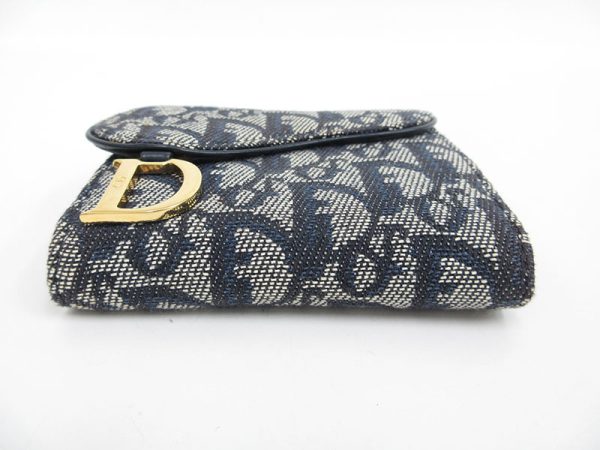 1240901002067 3 Christian Dior Saddle Bifold Wallet Canvas Navy Blue