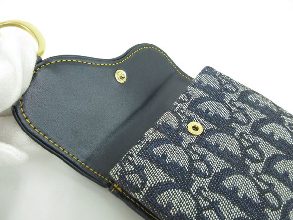 1240901002067 9 Christian Dior Saddle Bifold Wallet Canvas Navy Blue