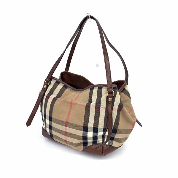 1241005001576 3 Burberry Nova Check Pattern Leather Tote Bag Beige