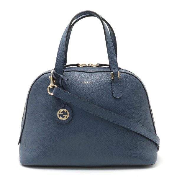 12410124 1 Gucci Lady Dollar Dome Shaped Leather Shoulder Bag Navy