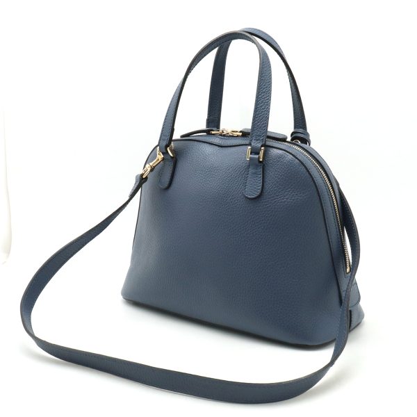 12410124 2 Gucci Lady Dollar Dome Shaped Leather Shoulder Bag Navy