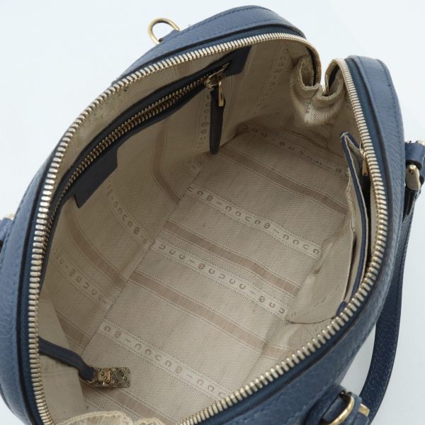 12410124 5 Gucci Lady Dollar Dome Shaped Leather Shoulder Bag Navy