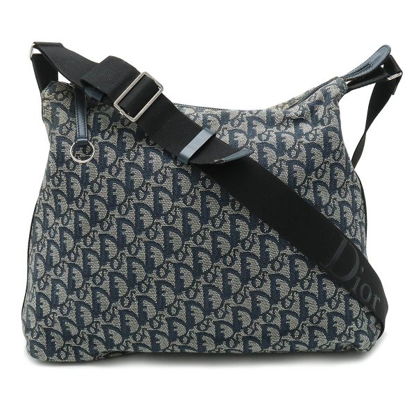 12410567 1 Christian Dior Trotter Jacquard Canvas Shoulder Bag Navy