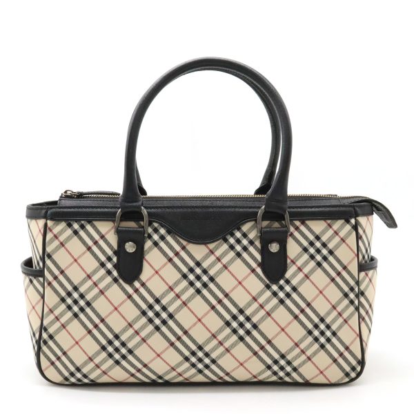 12410974 1 Burberry Check Pattern Leather Handbag Beige