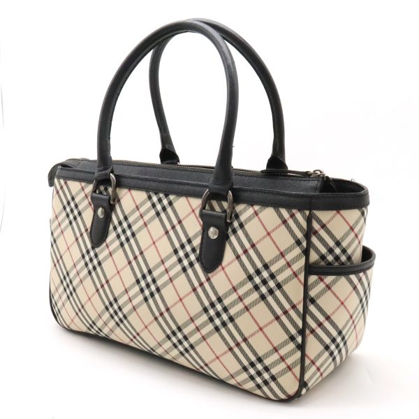 12410974 2 Burberry Check Pattern Leather Handbag Beige