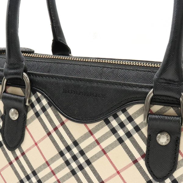 12410974 7 Burberry Check Pattern Leather Handbag Beige