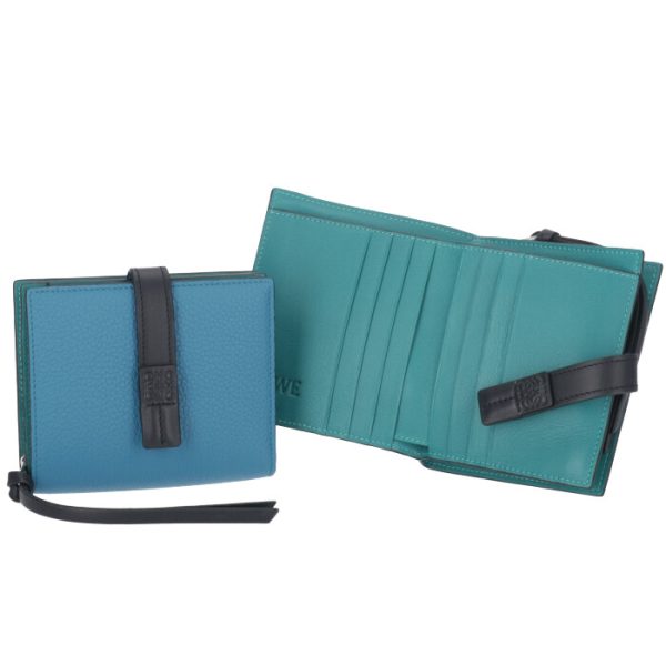 12412z4400514977 Loewe Bifold Mini Compact Zip Wallet Blue