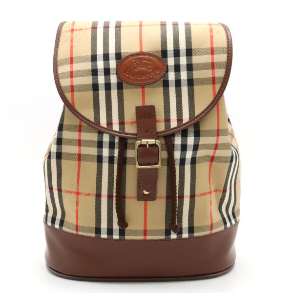 12420240 1 Burberry Nova Check Shadow Horse Backpack Leather Beige